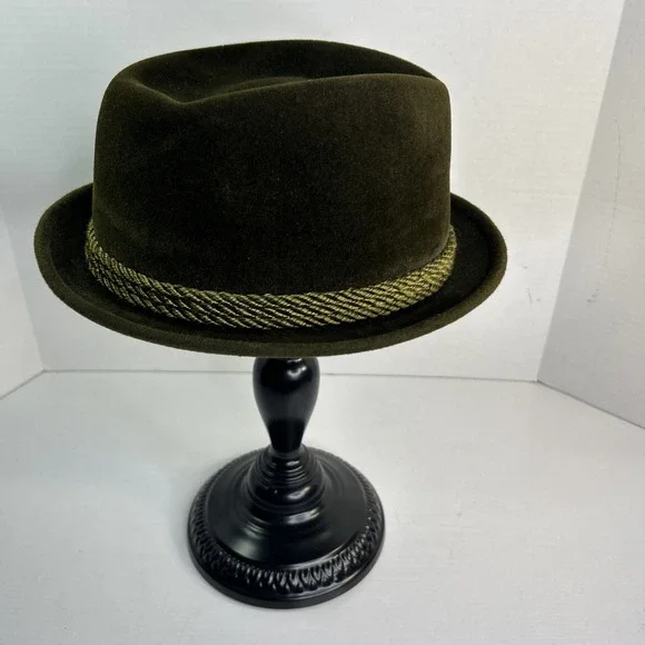 Vtg 60s Resistol Men's Hat Fedora Size 7 Self Conforming Dark Olive Green Custom